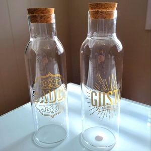 2 Glass Decanters Bottles With Cork Top